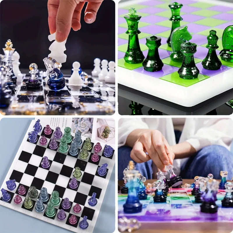 Chess Set with Silicone Molds - DIY Craft Kit for Board Games