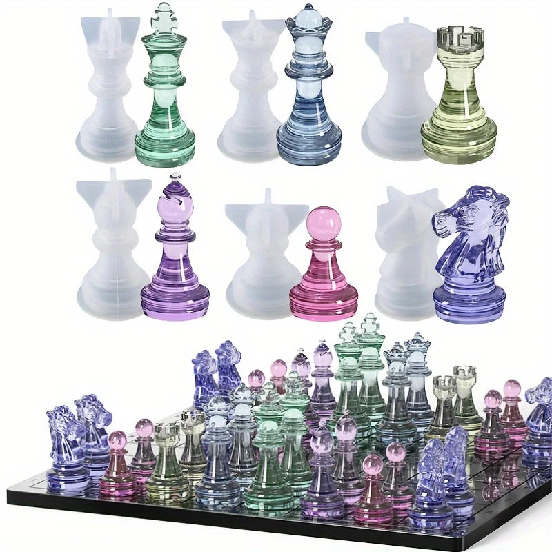 Chess Set with Silicone Molds - DIY Craft Kit for Board Games