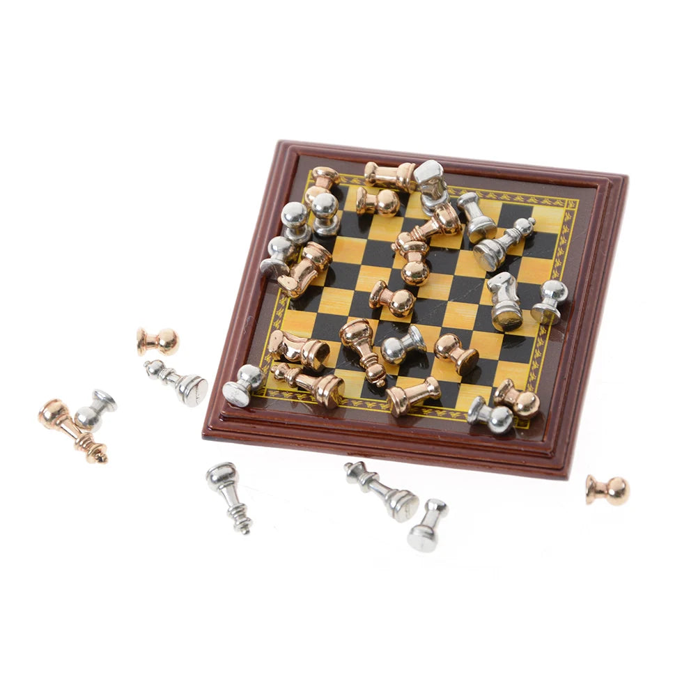 A Set Of Metal Chess miniature