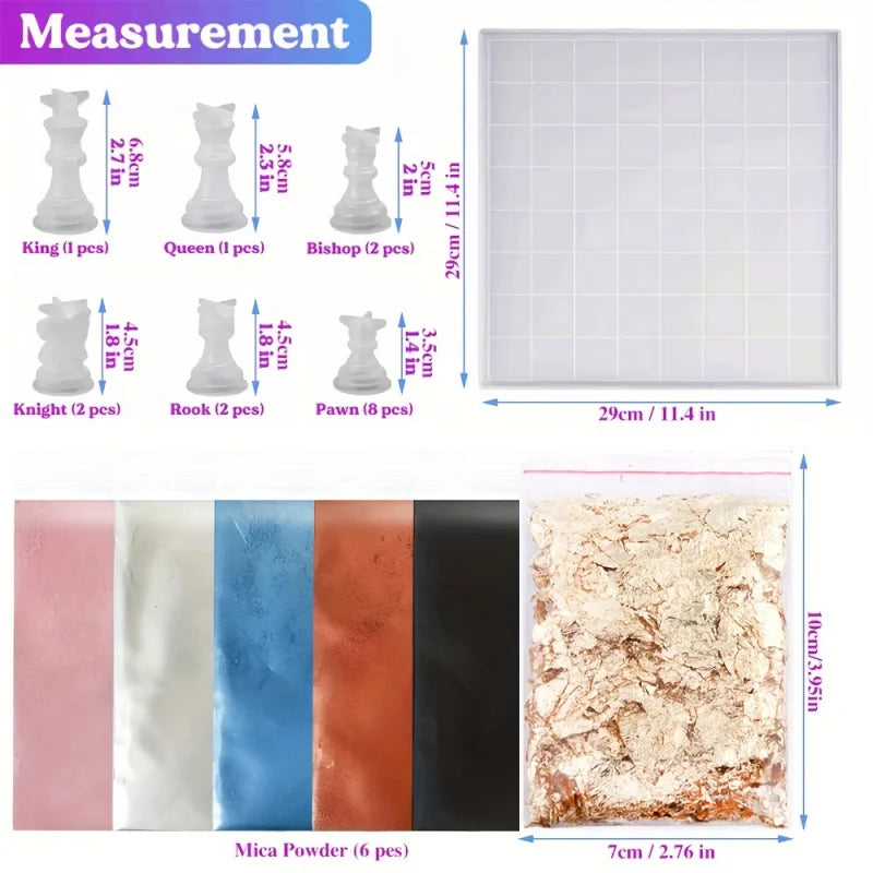 Chess Set with Silicone Molds - DIY Craft Kit for Board Games