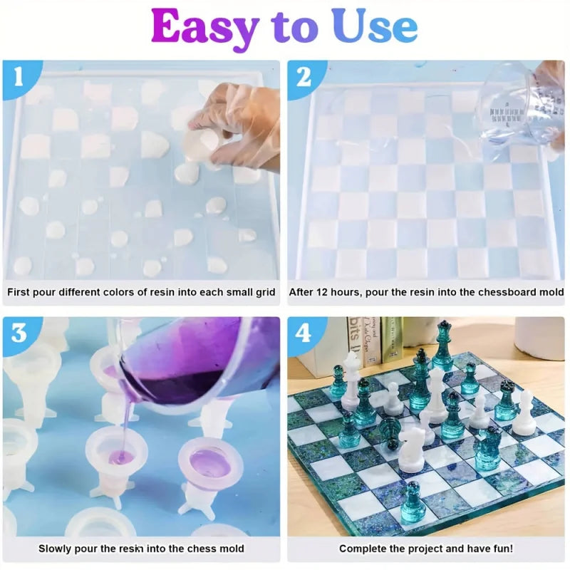 Chess Set with Silicone Molds - DIY Craft Kit for Board Games
