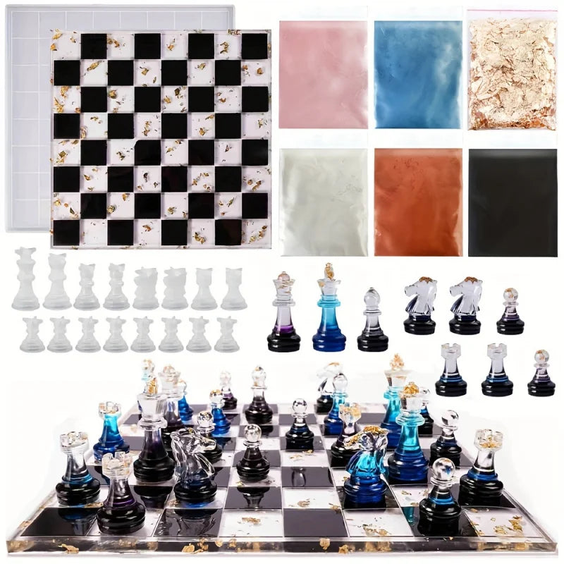 Chess Set with Silicone Molds - DIY Craft Kit for Board Games