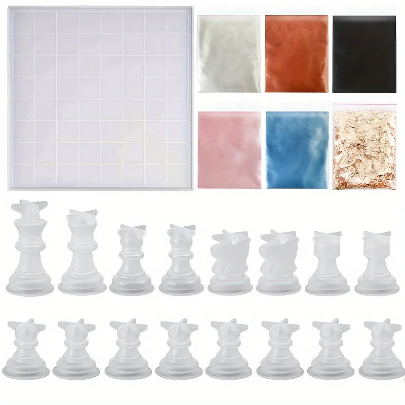 Chess Set with Silicone Molds - DIY Craft Kit for Board Games