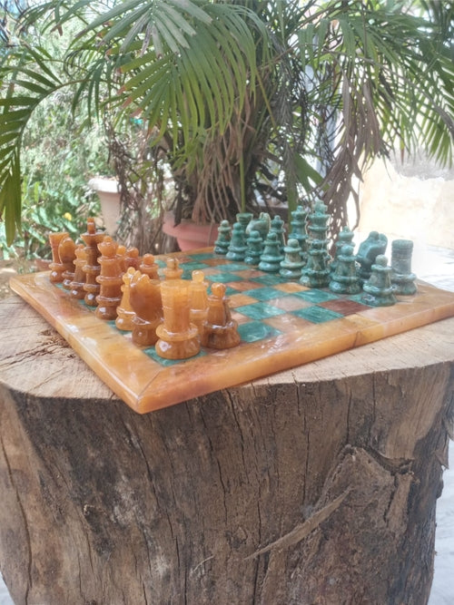 Aventurine & Green Jasper Stone Chess