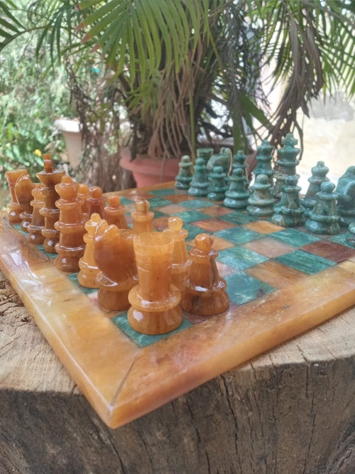 Aventurine & Green Jasper Stone Chess
