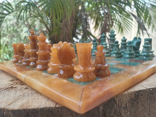 Aventurine & Green Jasper Stone Chess