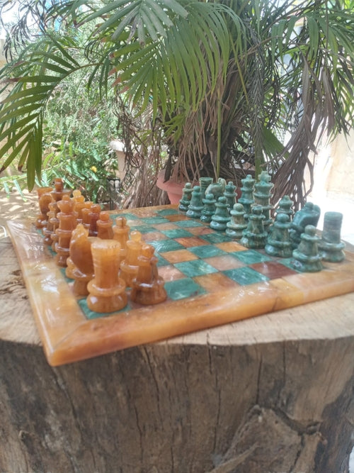 Aventurine & Green Jasper Stone Chess