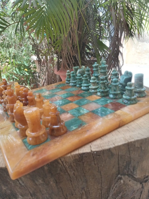 Aventurine & Green Jasper Stone Chess